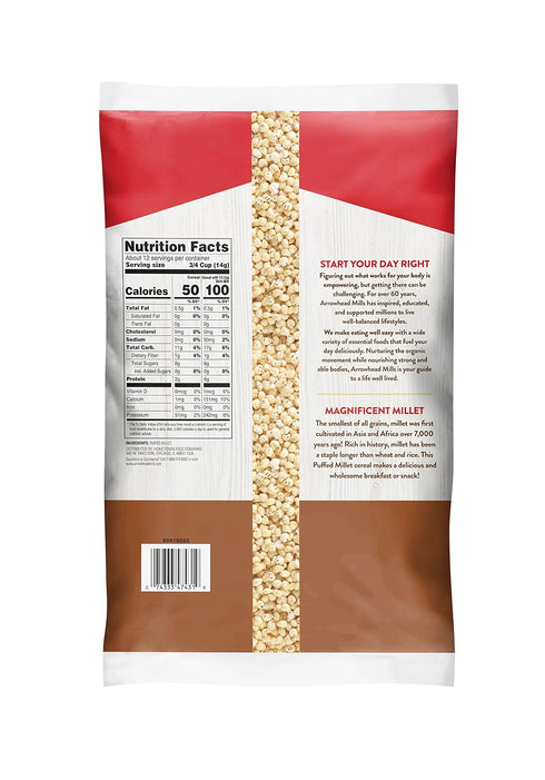 6 oz Pack 6 Arrowhead Mills Puffed Millet Cereal,