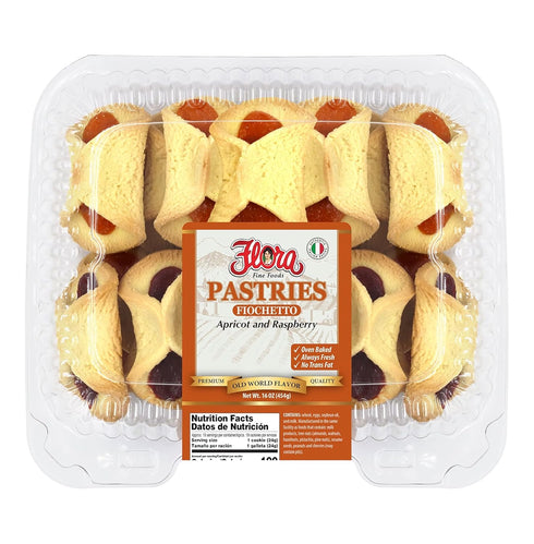 Flora Fiochetto Pastries Apricot & Raspberry 16oz Authentic Italian Pastries, Oven Baked,