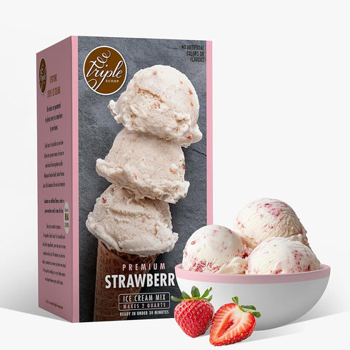 Triple Scoop - Premium Strawberry Ice Cream Mix For Ice Cream Maker.