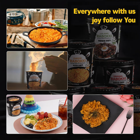 2 KINIKORA Premium Instant Rabokki Cup - Cheese Flavor, Cups, Korean Ramen & Tteokbokki, Quick and Easy Street Food