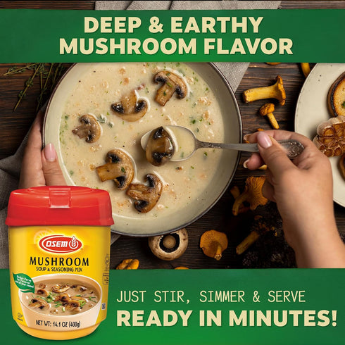 14.1 oz (20 Osem Mushroom Soup and Seasoning Mix - Mushroom Soup Mix, Seasoning Base with Onion & Potato, Vegan