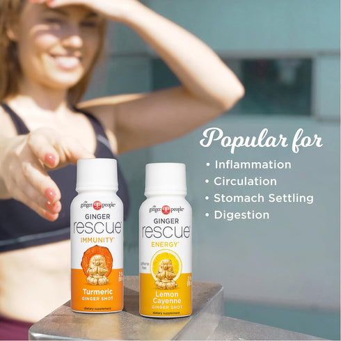 2 Oz (Pack 12) Ginger Rescue Shots by The Ginger People Energy Boosting, Caffeine Free Energy, Digestive Heath, Lemon