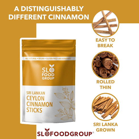 Slofoodgroup Ceylon Cinnamon Sticks - Pure 5 Inch Cut Cinnamon Spice from Sri Lanka, 2 OZ.