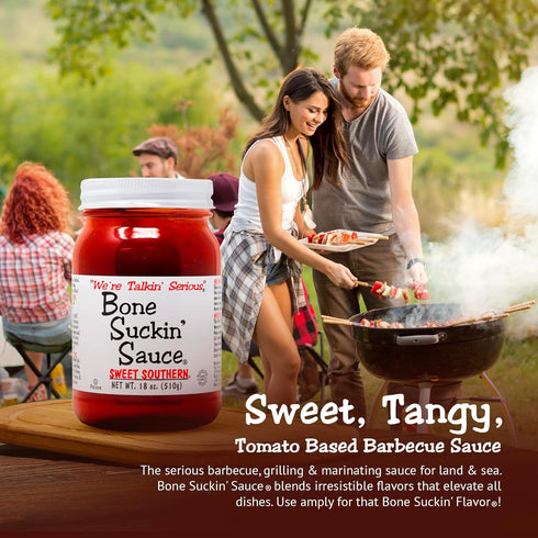 18 oz 1 Bone Suckin' Sauce Sweet Southern BBQ Sauce - in Glass Bottle, All-Purpose Barbecue Sauce, For Ribs, Chicken