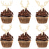 30 Pieces Antler Cupcake Toppers, Wooden Reindeer Cake Topper for Christmas, Rustic Birthday Party Favors