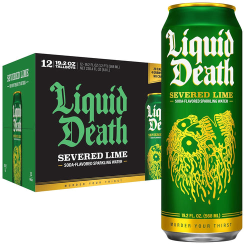 Liquid Death Soda-Flavored Sparkling Water - Severed Lime (Classic Lime Soda), Less
