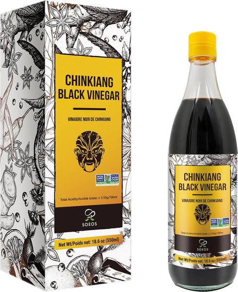 Soeos Chinkiang Vinegar, 18.6 fl oz (550ml), Chinese Black , Traditional ,