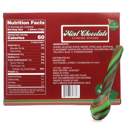 36 (Pack 3) Mint Chocolate Candy Spoons, Hot Cocoa and Coffee Stir Sticks, Christmas Stocking Stuffers Total Pieces