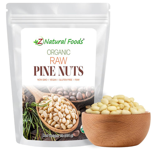 Z Natural Foods Organic Pine Nuts - Raw Nutrient-Dense Superfood Packed in