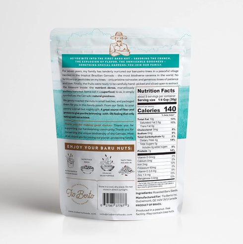 Tio Berto 10 oz Baru Nuts Roasted, Resealable Bag | Crunchy and Delicious | Suitable for Vegan, Gluten Free, Keto
