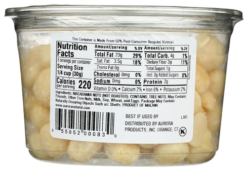 AURORA 8 oz Products Macadamia Nuts, Raw