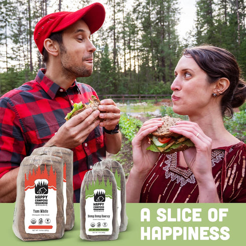 Pack 17.4 Oz (Pack 4) Happy Campers Variety Gluten Free Bread, Yum White and Hemp Multi-Seed, Non-GMO, Vegan, Organic