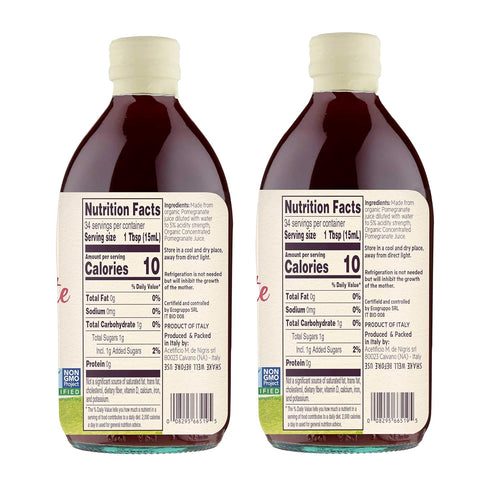 16,9 Oz (Pack 2) De Nigris Organic Pomegranate Vinegar Raw & Unfiltered of | Balsamic Vinegar Pomegranate With Mother