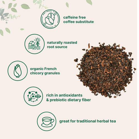2lbs Organic French Chicory Root, | Roasted Chicory Granule | Brews like Regular Coffee | Caffeine Free Coffee