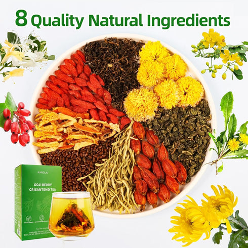 KANGLAI 15 Count Chrysanthemum Goji Berry Tea Bags - Dandelion/Cassia Seed/Gardenia, Vegan, Sugar-Free & Caffeine-Free