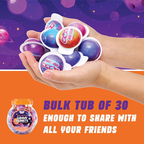 30 Gummies, Gummy 4YoreElves (19 oz) Planet Novelty Space Candy with Jelly Filling, Individually Wrapped Blueberry