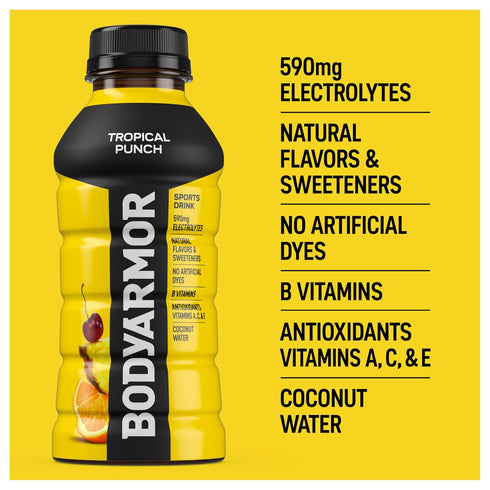 12 Oz (8 Pack), BODYARMOR Sports Drink, Tropical Punch, Electrolyte Drink Hydration, Fl Bottles Flavored Coconut Water