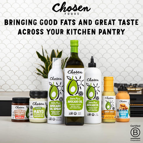 100% 1.75L Chosen Foods Pure Avocado Oil for Cooking - - Made With Good Fats from Avocados, Naturally Refined, Never
