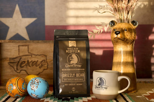 20 oz ChestBrew Grizzly Bear Chocolate Dusted Vietnamese Whole Bean Coffee