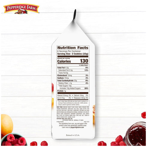6.75 oz. Pepperidge Farm Verona Apricot Raspberry Thumbprint Cookies, Bag
