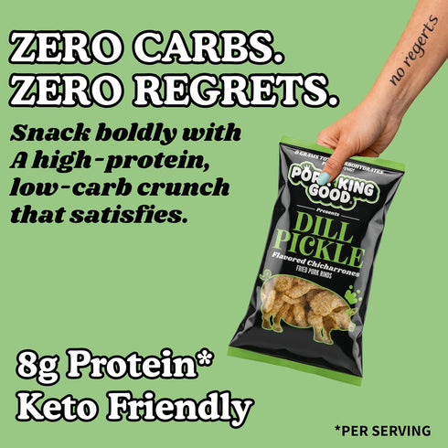 (4 Pack) Pork King Good Dill Pickle Pork Rinds (Chicharrones) Keto Snacks