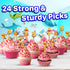 24x Honey Bear Cupcake Toppers, Strong Picks for Happy Birthday Décor, Cupcake Decorations for Kids' Birthdays
