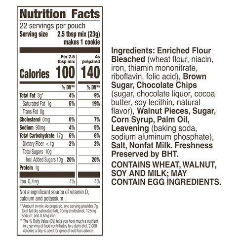 17.5 oz Betty Crocker Walnut Chocolate Chip Cookies, Cookie Baking Mix