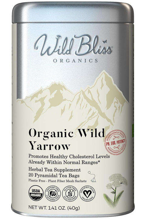 Wild Bliss Organic Yarrow Tea - Caffeine Free Herbal Tisane - Pharmacopoeia