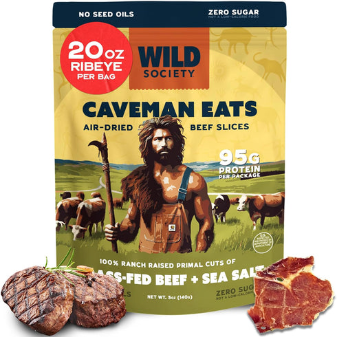 Wild Society - Caveman Eats - Grass Fed Ribeye Steak Slices -