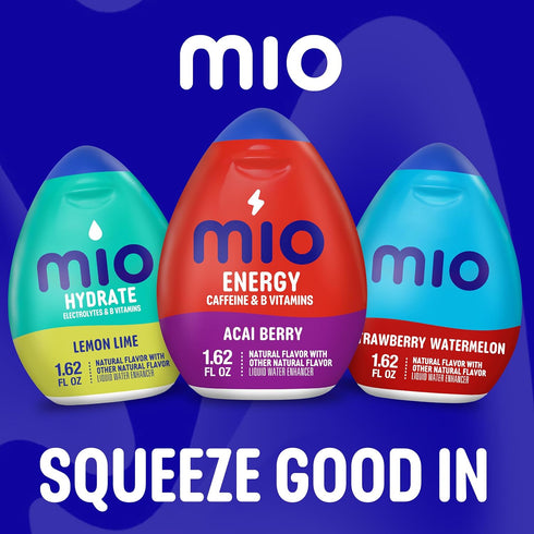 4 Pack, (Pack 4). Mio Energy Water Enhancement Flavor Variety Strawberry Pineapple Smash, Tropical Fusion, Acai Berry