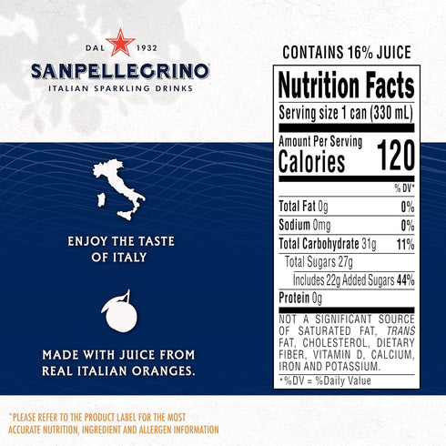 6 Count(Pack 4) Sanpellegrino Italian Sparkling Drink Aranciata, Sparkling Orange Beverage