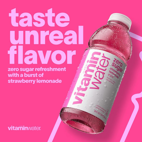 20 oz vitaminwater zero shine, electrolyte enhanced water w/vitamins, strawberry lemonade drink, fl