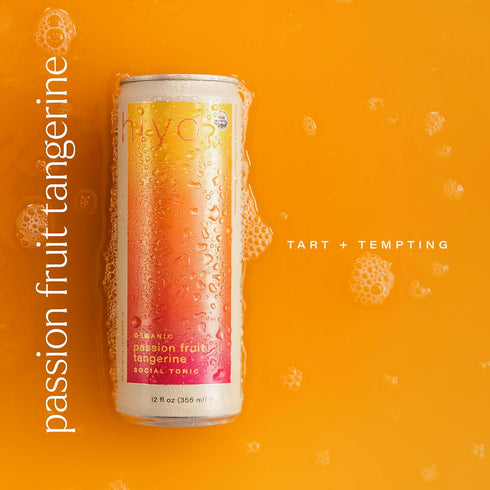 12 Pack Hiyo Organic Social Tonic- Passion Fruit Tangerine, N.A. Functional Seltzer, Sparkling Water Crafted