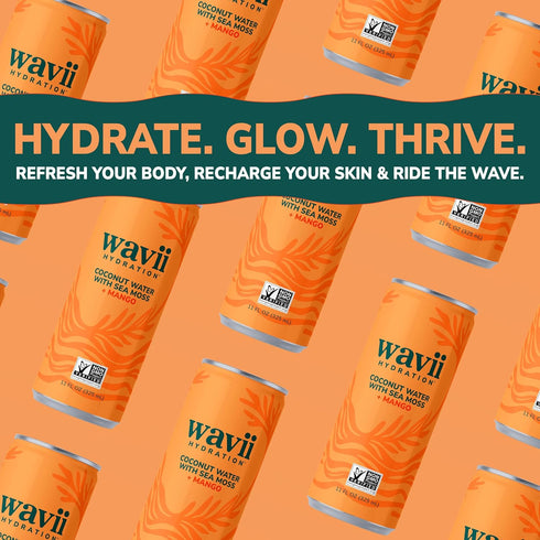 12 Pack, 11 oz Wavii Coconut Water with Sea Moss plus Mango, fl Clean Hydration with Electrolytes and Ocean-Derived