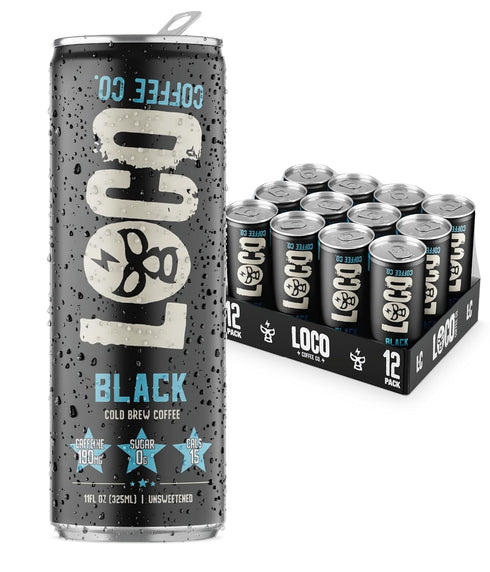 Loco Coffee Black Cold Brew 11 Ounce Can, 12 Count | Zero