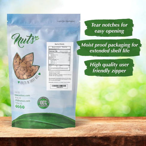 Packed (2 LB) NUTS U.S. - Sweet Raw Apricot Kernels (Seeds) | Unpasteurized and Non-GMO | No Sulphure | In Resealable
