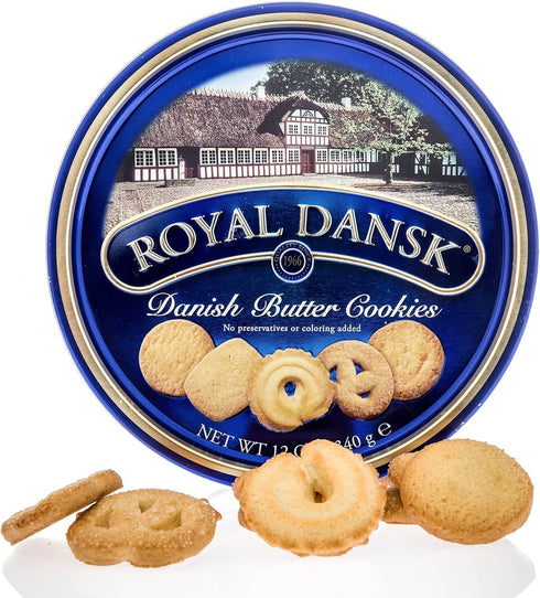 12 oz Royal Dansk Danish Butter Cookies, Premium Assorted Cookies in Gift Tin, Great for Sharing and Gifting