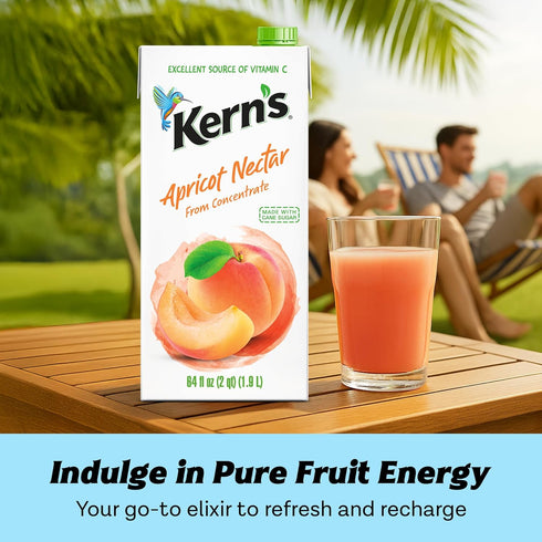64oz, 8 Pack Kerns Apricot Nectar Juice - Made with Fresh Fruit Puree & Apricot Juice Concentrate for Smoothie Mix