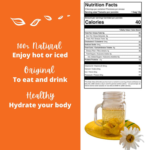Alibú Dried Fruit Tea Infusions - Tropical, Naranjilla, Mango, Pineapple, Certified Vegan, 100% Natural, Box of 2.12 oz