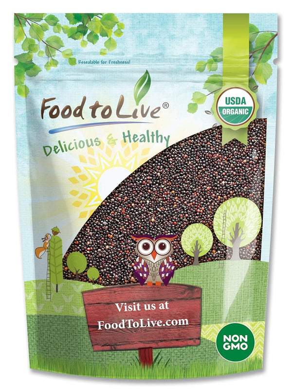 Food to Live Organic Black Quinoa, 3 Pounds Non-GMO, Whole Grain, Sproutable,