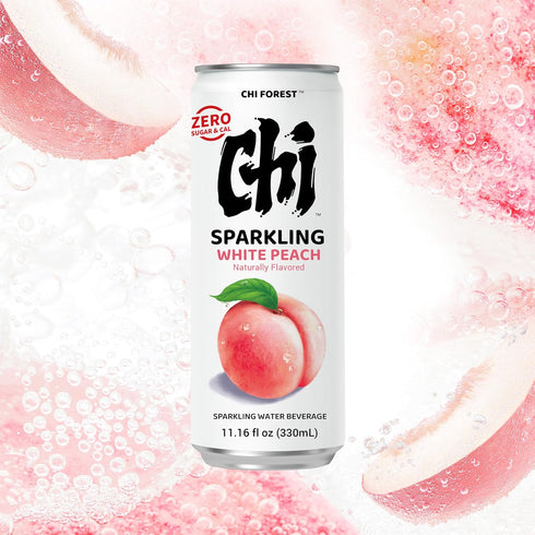 11.16 oz (Pack 12) CHI FOREST Sparkling Water Beverage, Peach & Grape drinks, Zero Sugar or Artificial Flavor, fl Cans
