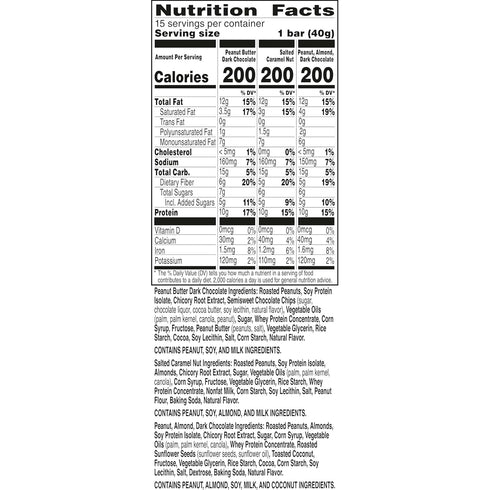 Pack, 10g 15 Count, 21.3 oz Nature Valley Protein Bars Variety Gluten Free Chewy Granola Snack Bars, Protein, Peanut