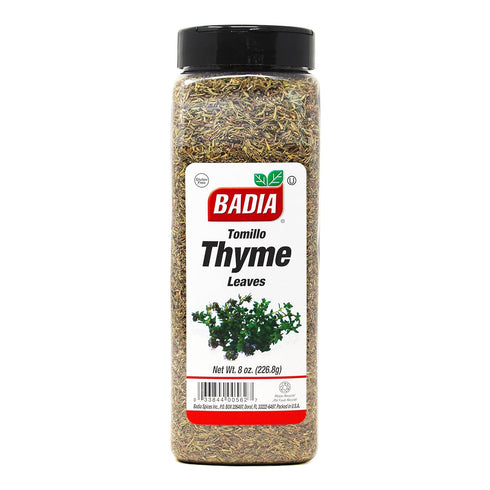 8 oz Badia Whole Thyme Leaves, - Dried Herb for Cooking, Seasoning, and Marinades, Kosher, No Gluten
