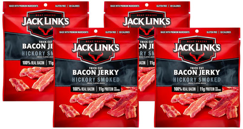 Jack Link's Bacon Jerky, Hickory Smoked - Flavorful Ready to Eat Meat