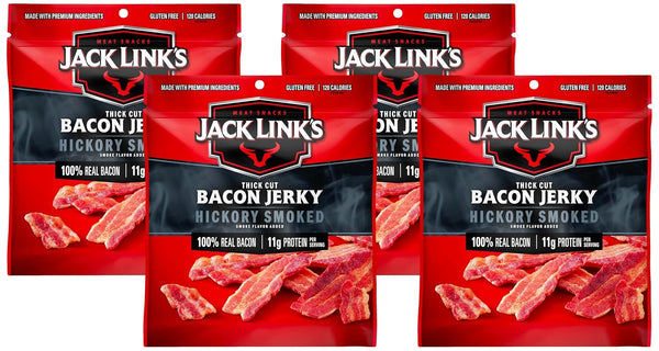 Jack Link's Bacon Jerky, Hickory Smoked - Flavorful Ready to Eat Meat