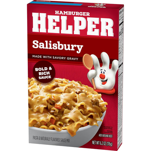(6.2 oz 12 Pack) 3 Hamburger Helper Salisbury Pasta Meal - No Artificial Flavors, Ready in Easy Steps, Quick Meals