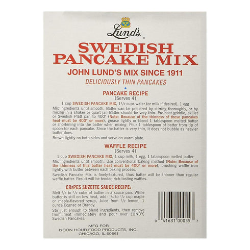 Lunds 12 oz, Swedish Pancake Mix, Deliciously Thin & Light Pancakes, Traditional Scandinavian Recipe - Easy Mix