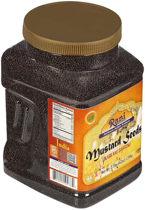 42oz (2.7lbs) 1.22kg Rani Black Mustard Seeds Whole Spice (Kali Rai) Bulk PET Jar ~ All Natural | Gluten Friendly |
