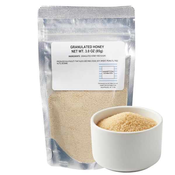 Honey Granules, 3 Ounce Resealable Bag, Granulated Honey, Hampton Distribution