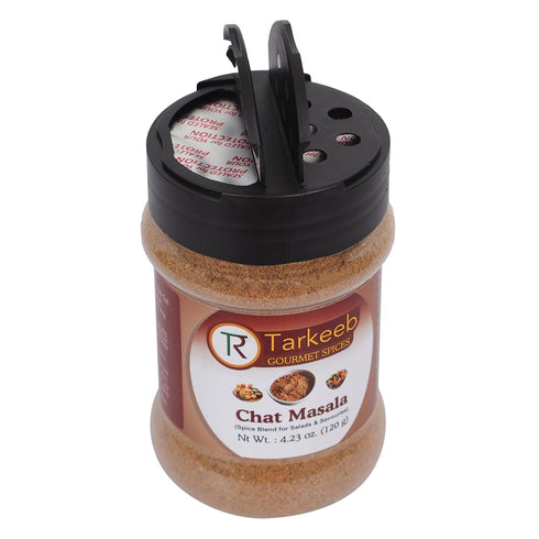 Tarkeeb Chat Masala 4.23 oz Shaker Top PET Jar, Tangy Indian Seasoning, All Natural, Vegan, Gluten Free
